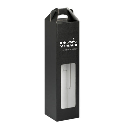 Black wine box with 'Dom Vinho' branding on a white background