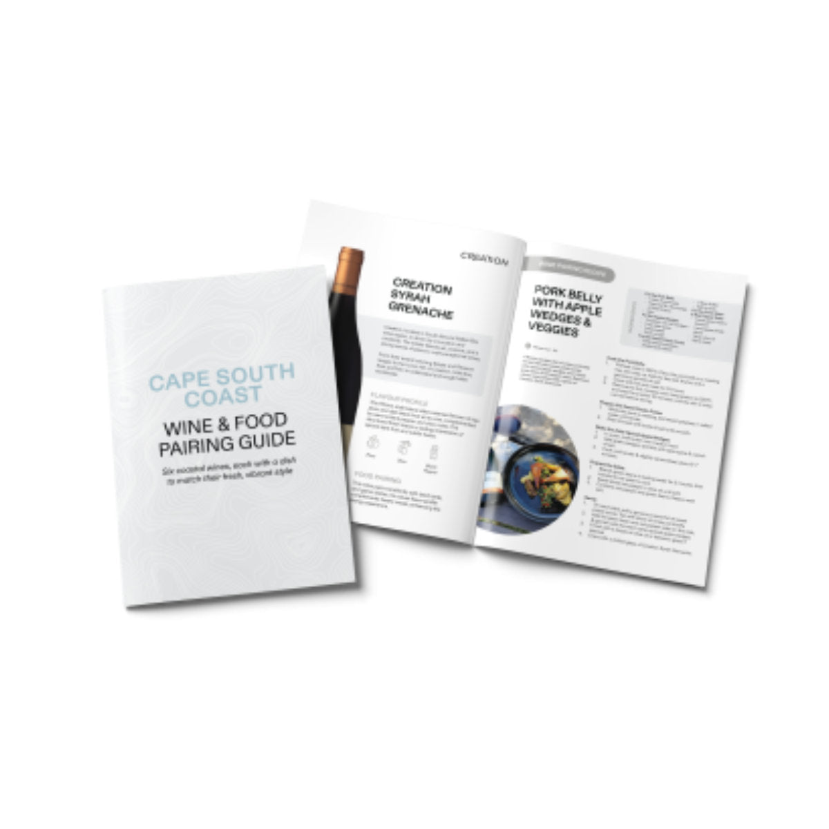 Cape South Coast wine and food pairing guide on a white background