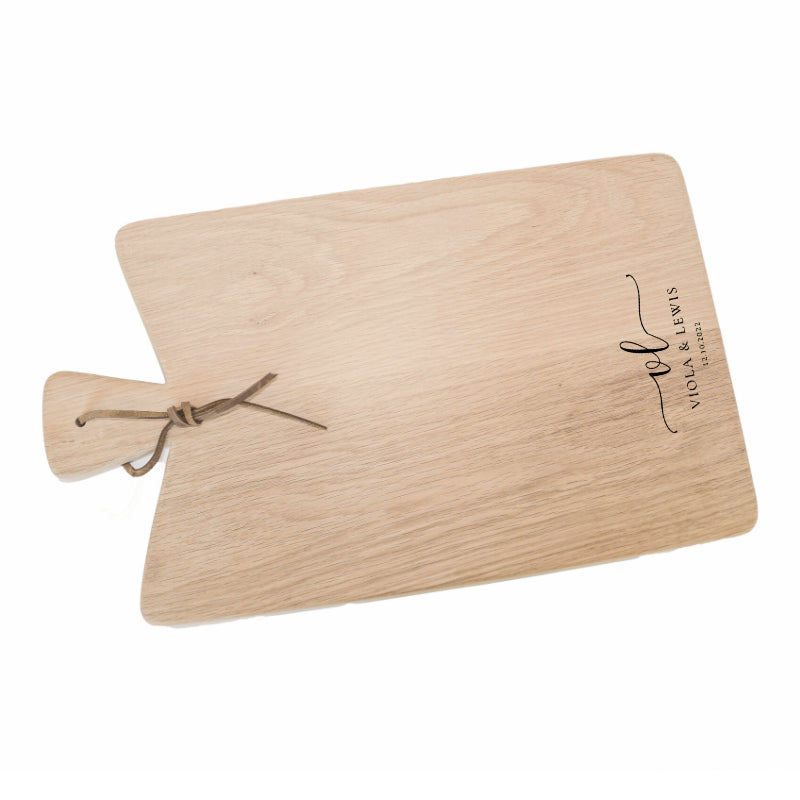 Large oak cheese board with custom laser engraving.
