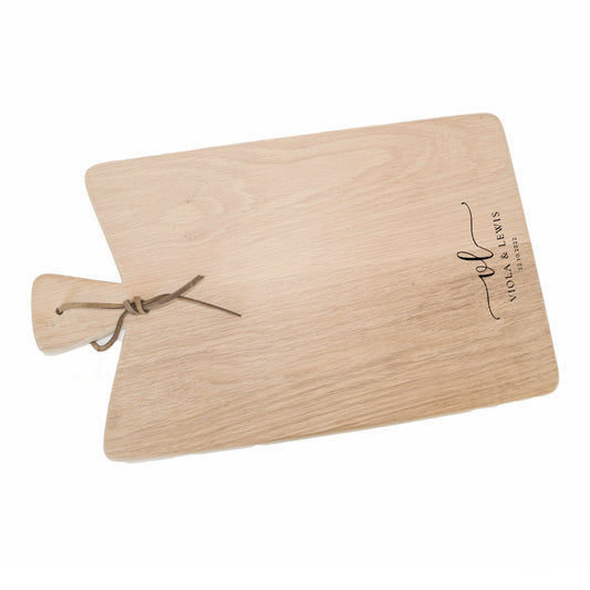 Large oak cheese board with custom laser engraving.