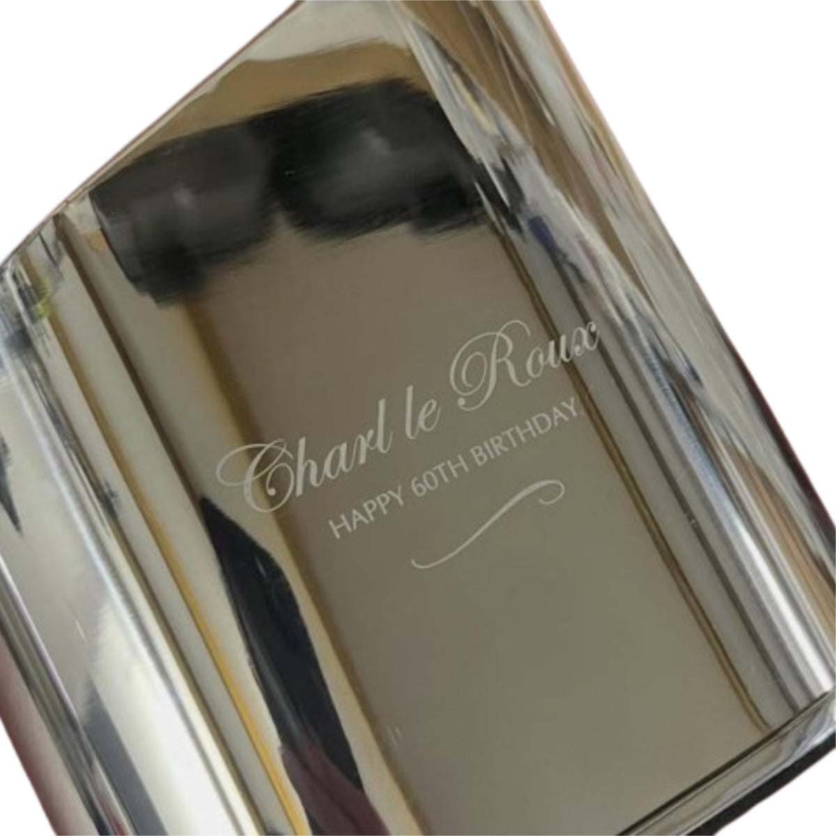 Stainless steel wine bottle cooler with custom laser engraving on it.