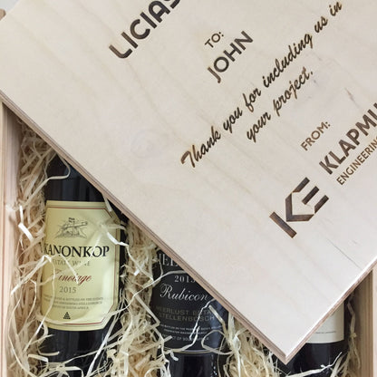 Three Bottle 750ml Premium Sliding Lid Box - Incl. Laser Engraving