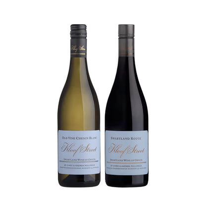 Two Kloof Street wine bottles with labels on a white background