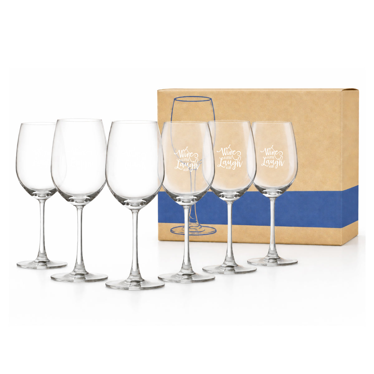 Custom Engraved Wine Glasses - Set of 6