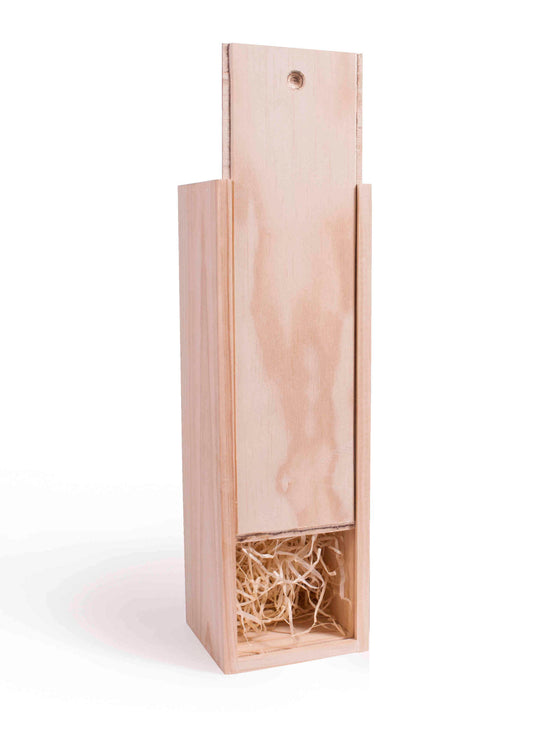 Magnum wooden wine box with a bottle inside on a white background