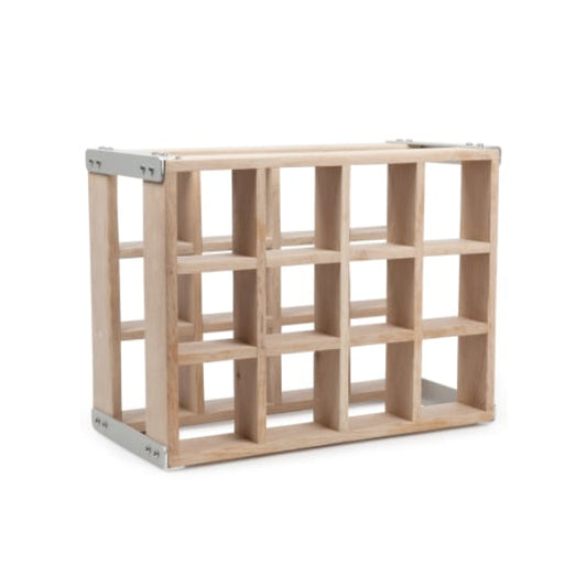 12 Bottle Oak Rack with Aluminium Corners