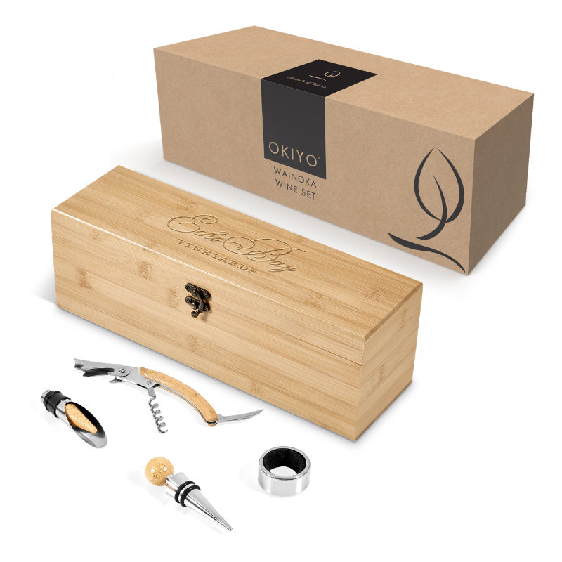 Okiyo Wainoka Bamboo Wine Set - Incl. Laser Engraving – Wine Gifts