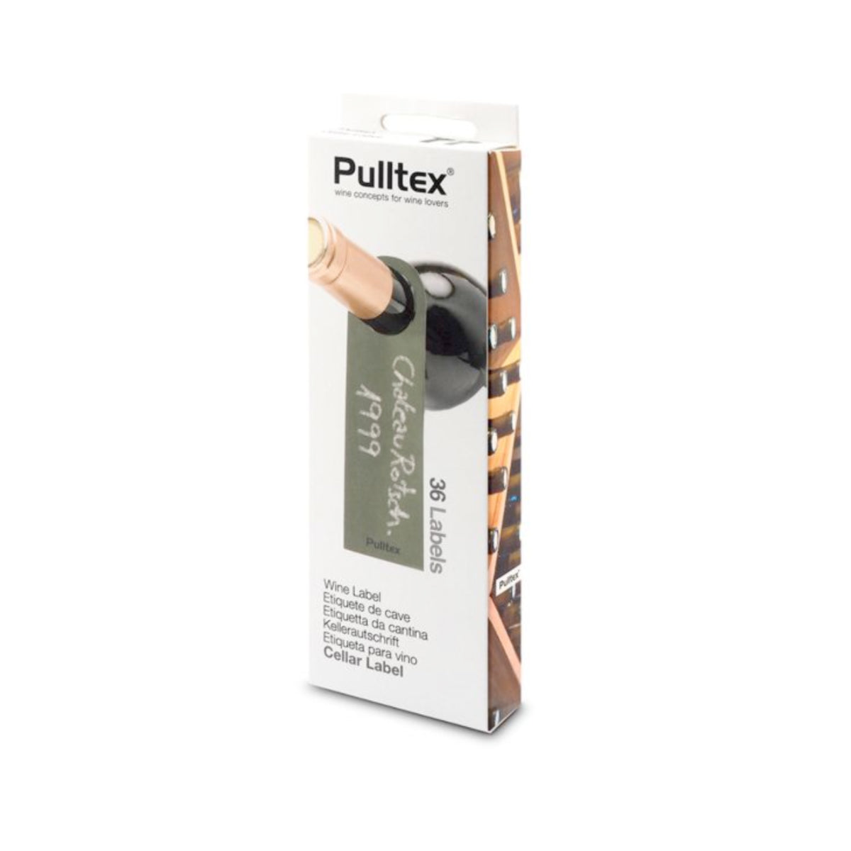 Pulltex wine label packaging on a white background