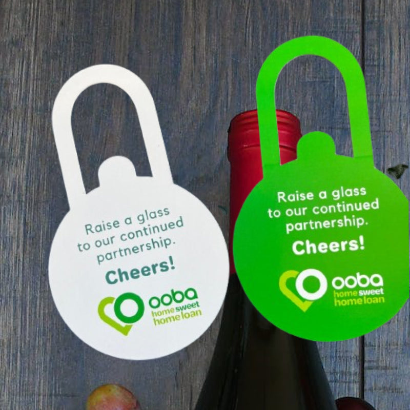 Ooba wine bottle neck tags.