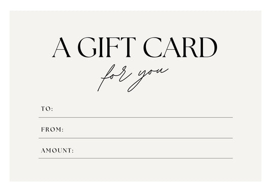 Blank gift card template with 'A Gift Card for You' text on a white background